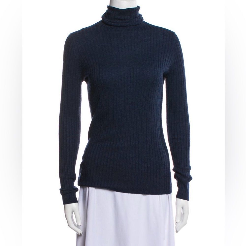 Vince Ribbed Turtleneck Sweater XS Navy Blue Long Sleeve Knit